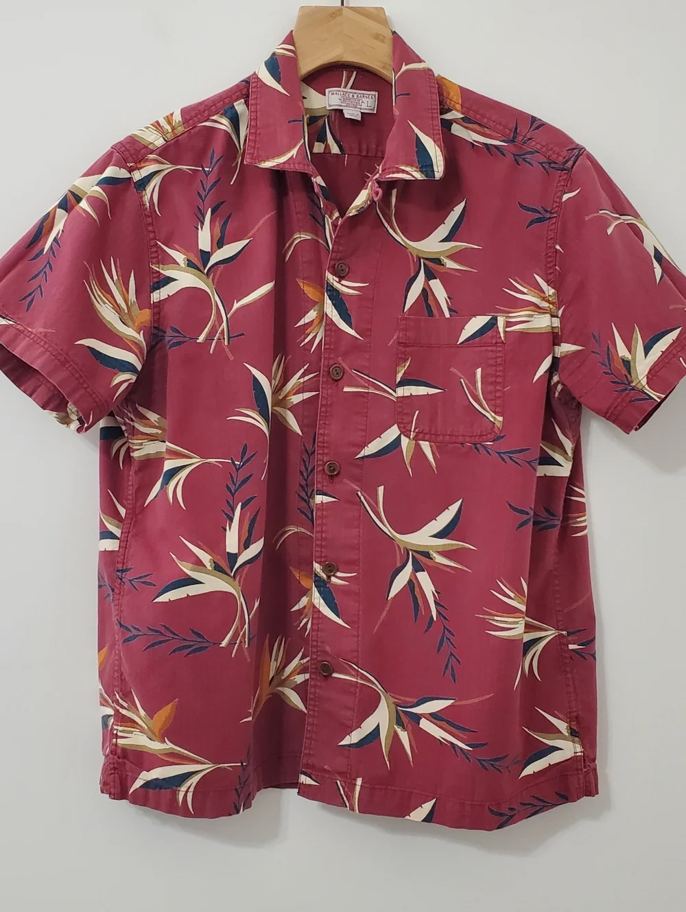 Wallace And Barnes J. Crew Short Sleeve Button Down Shirt Red  Mens Large